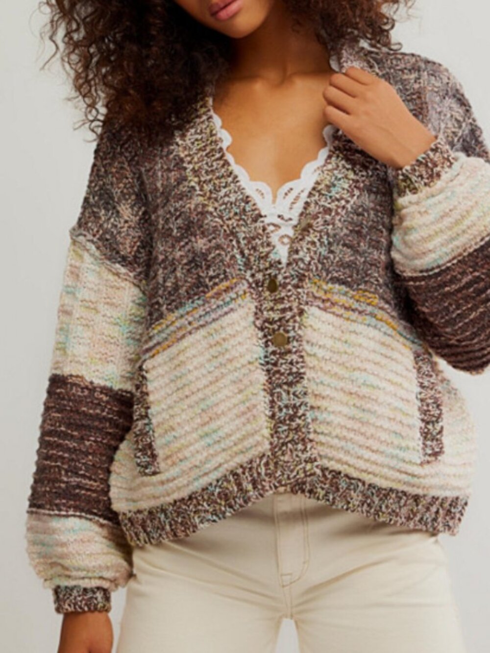 Free People Bowery Cardigan Hoodie Oversized Slouchy Cotton Jacket